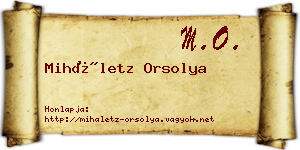 Miháletz Orsolya névjegykártya
